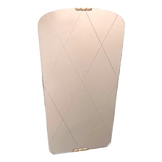 Art Deco Engraved Brass Mirror, 1950s For Sale