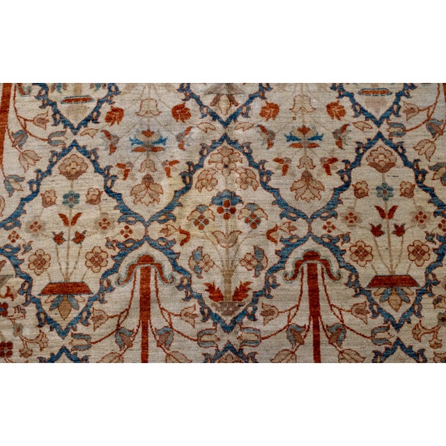 Brown Vintage Approx. 8x10 Creme Field Oriental Rug For Sale - Image 8 of 16