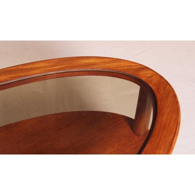 Metal Mid-Century Oval Teak 2-Tier Coffee Table with Smoked Glass Top and Brass Feet from G-Plan, 1970s For Sale - Image 7 of 11