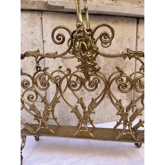 20th Century Baroque Italian Magazine Rack in Brass, 1890s For Sale - Image 3 of 5