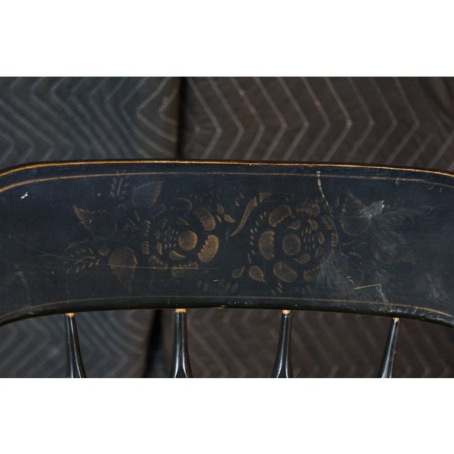 Late 20th Century Attributed Vintage S. Bent & Bros Colonial Windsor Thumb Back Black Maple Side Chair For Sale - Image 5 of 14