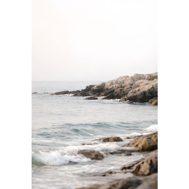 White Lighthouse Coastal Scene, Minimalist Seascape Art Print, 24″ × 36″ For Sale - Image 4 of 8