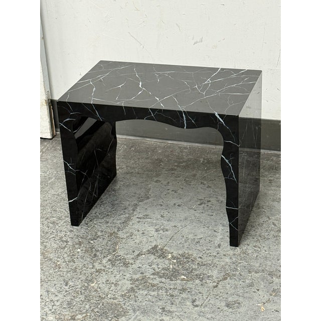 Made Goods Foster Faux Marble Lacquered Bench/Side Table For Sale - Image 12 of 12