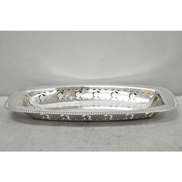 Victorian Vintage Primrose Plate England Victorian Silver Plated Reticulated Trinket Dish For Sale - Image 3 of 12