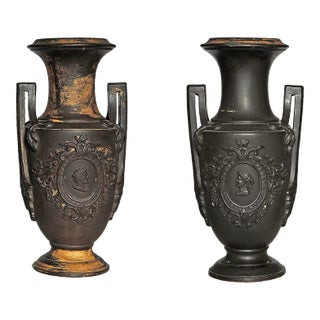 Antique Pottery Neoclassical Vases - a Pair For Sale