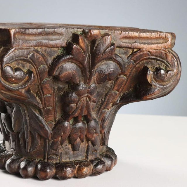 Carved Wooden Capitals or Pedestals, Set of 2 For Sale - Image 3 of 10