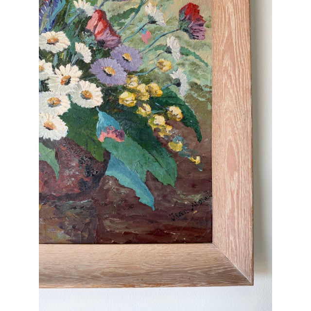 Green 1960’s Vintage Floral Still Life Oil on Canvas Painting, Signed For Sale - Image 8 of 12