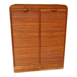Late 20th Century Vintage Nipu Archival Cabinet With Tambour Doors