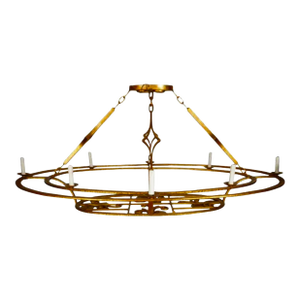 Monumental Paul Ferrante Art Deco Gilt Metal Oval Chandelier