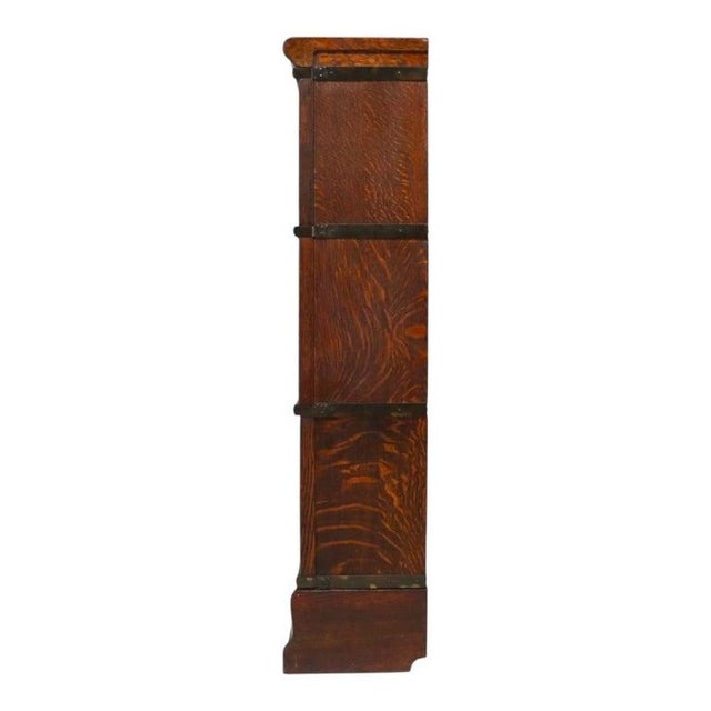 Globe Wernicke Arts & Crafts Oak 3-Stack Barrister Bookcase C1910 For Sale - Image 13 of 15