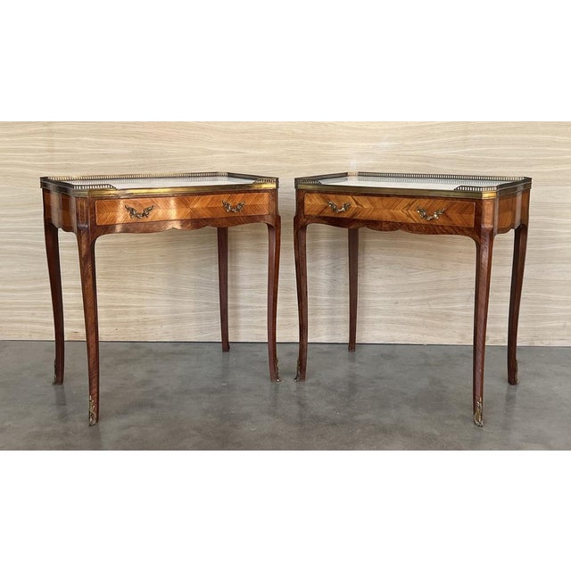 French Rectangular Nightstands, 1910, Set of 2 For Sale - Image 3 of 12