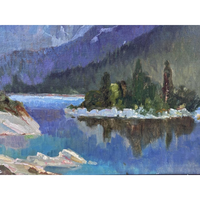 Eibsee and Zugspitze, Herzberg-Schönwald, 1923, Oil on Canvas For Sale - Image 12 of 17