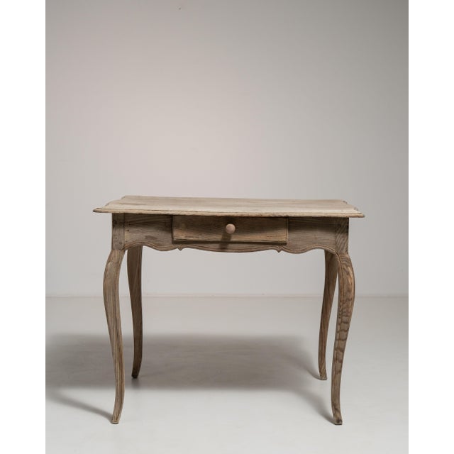 Wood 19th Century France Louis XV Antique White Oak Side Table For Sale - Image 7 of 15