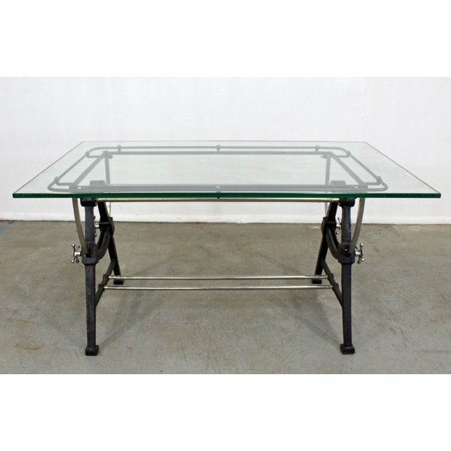 Industrial Modern Cast Iron Glass Top Desk Table Chairish