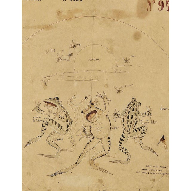 Realism Watercolor of Three Frogs, England Circa 1860 For Sale - Image 3 of 4