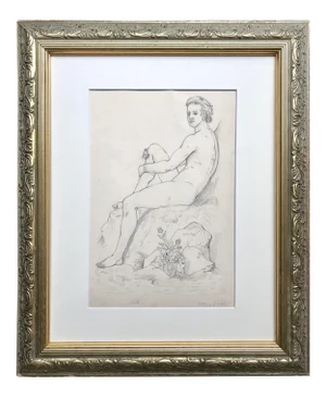 19th Century Antique Neoclassical Male Nude Graphite Drawing