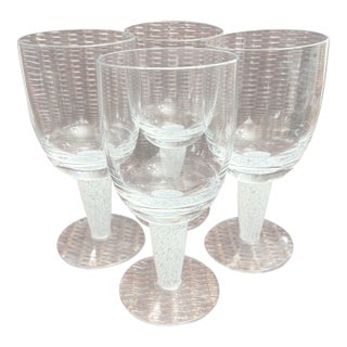 Handblown Goblets With White Stems-Set of 4 Circa 2003-2007 Attributed to Denby For Sale