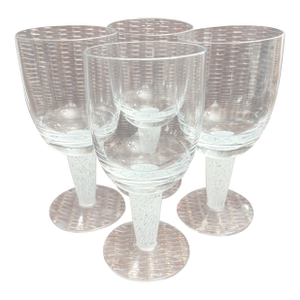 Handblown Goblets With White Stems-Set of 4 Circa 2003-2007 Attributed to Denby