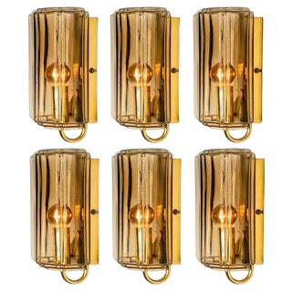 Smoked Glass Wall Light attributed to Glashütte Limburg, Germany, 1960s For Sale