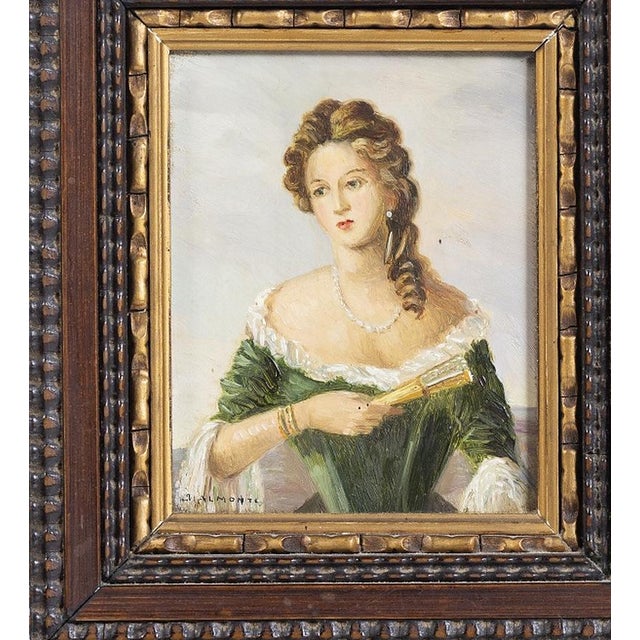 Painting - Jose Almonte. Portrait of a Lady. Oil on copper. Signed. Dimensions: 13x10 cm