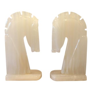 Vintage Onyx Horse Bookends - a Pair For Sale