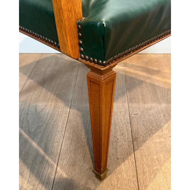 1940s Pair of oak and leather armchairs by De Coene Frères For Sale - Image 11 of 12