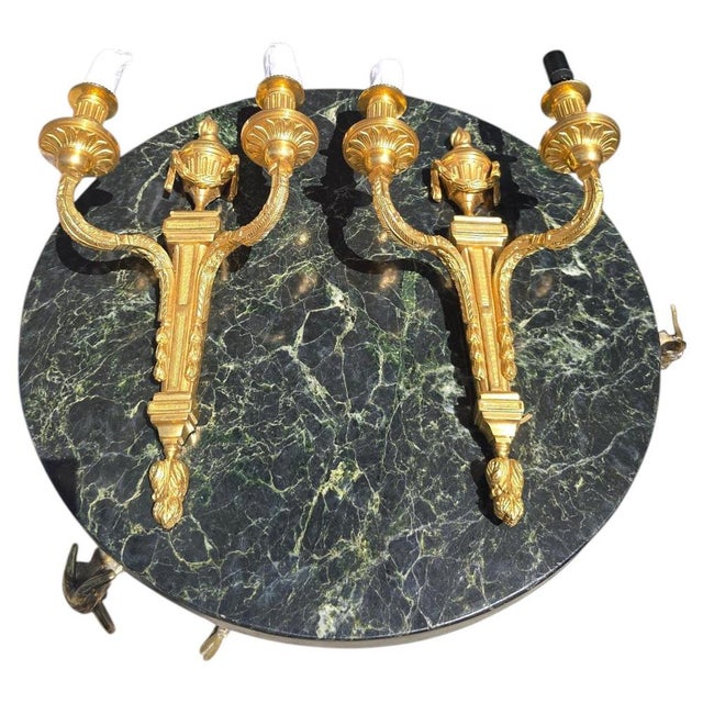 French Gilt Bronze Wall Sconces, Early 20th Century, Set of 2 For Sale - Image 11 of 11