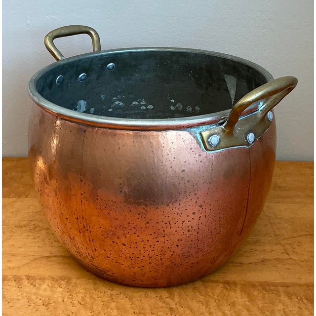 Copper Vintage Hammered Copper and Brass Planter For Sale - Image 8 of 12