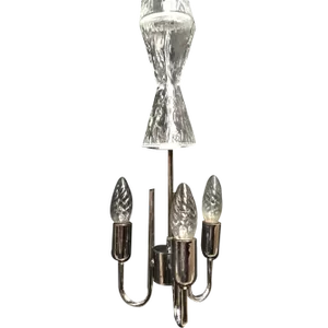 Glass and Chrome Chandelier, 1970s