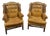 Late 20th Century Pair Hancock & Moore Tufted Leather Wingback Chairs Camel For Sale