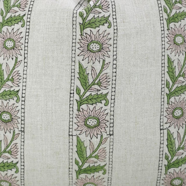 Textile Fabdivine Pure Linen Decorative Throw Pillow Cover 18x18 Khushi Hand Block Print Cushion For Sale - Image 7 of 9