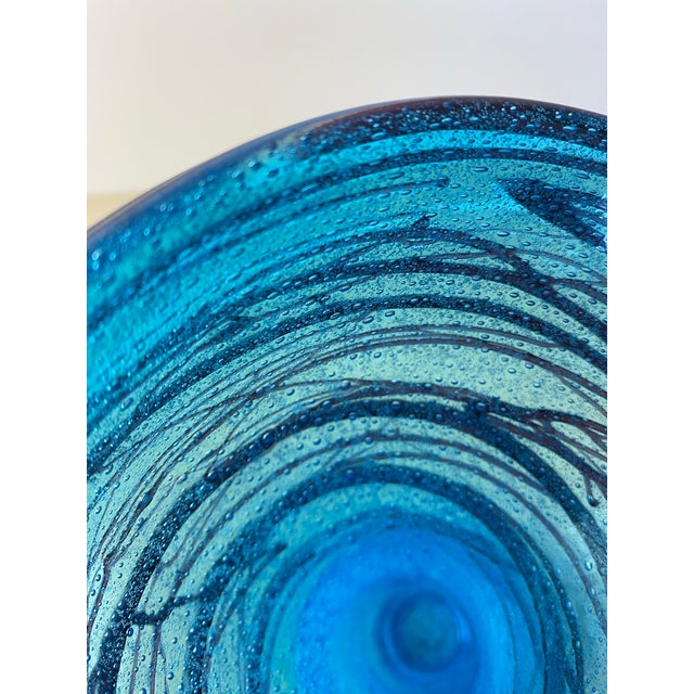 Simone Cenedese Murano Threaded Art Glass Vase, Cerulean Blue, C. 2000 For Sale In Seattle - Image 6 of 8