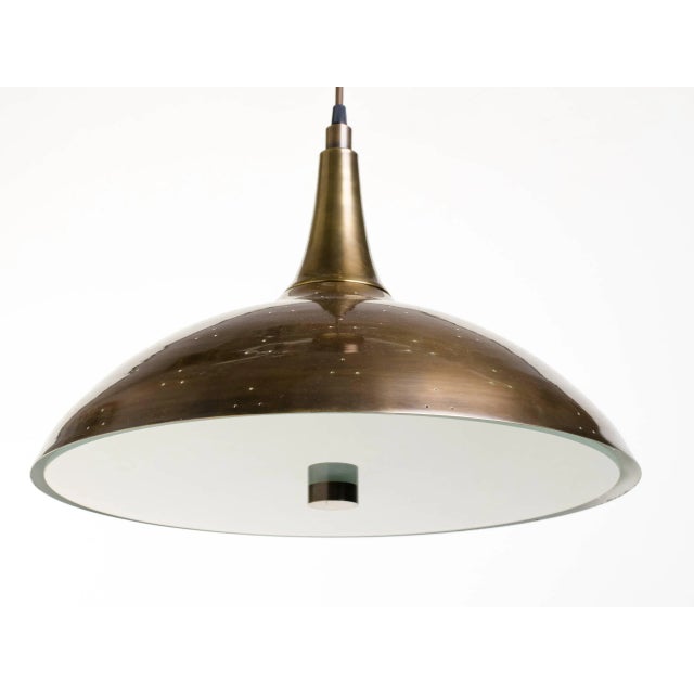 Mid-Century Modern Paavo Tynell Style Antique Brass Pendant For Sale - Image 3 of 6
