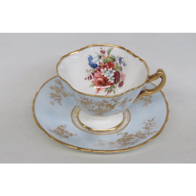 Hammersley Blue England Bone China Set of Tea Cup and Saucer 4654b For Sale - Image 16 of 17