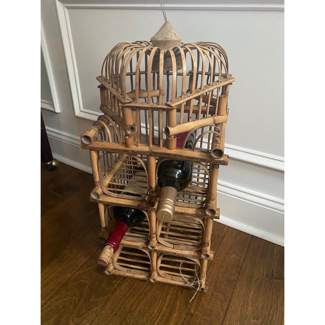 1970s Vintage Rattan Pagoda Style Wine Rack For Sale In Charleston - Image 6 of 9