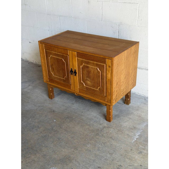 Brown Vintage Danish Oak Cabinet by Henning Mid Century Scandinavian Storage Cabinet For Sale - Image 8 of 9