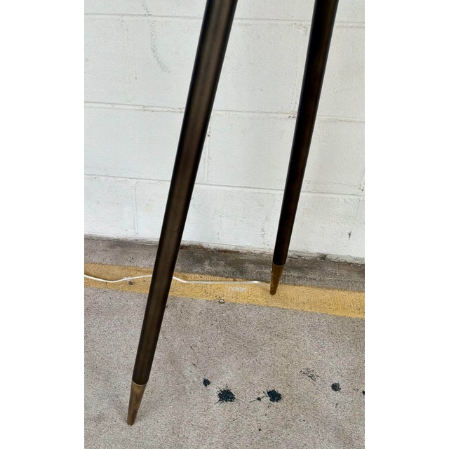 Revelation Modern Hammered Antique Brass Tripod Hemi Floor Lamp For Sale - Image 4 of 5