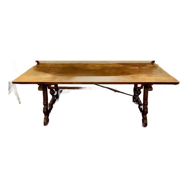 19th C. Spanish Walnut Trestle Table For Sale
