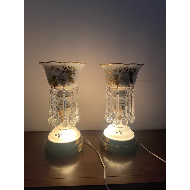Vintage Mantle Lustres With Crystal Prisms - a Pair For Sale - Image 12 of 12