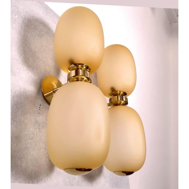 1980s Pair of Amber Murano Glass, Mid Century Modern Sconces For Sale In Dallas - Image 6 of 11