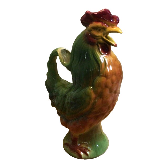 Vintage St .Clement French Rooster Majolica Jug For Sale