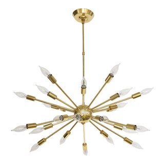 1950s Mid-Century Modern 24-Arm Brass Sputnik Chandelier For Sale