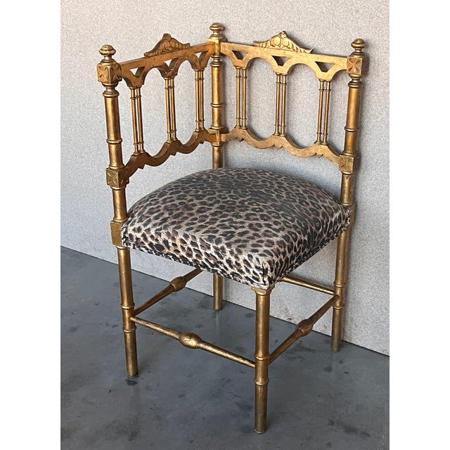 Pair of French Provincial Gilded Wood Corner Chairs, Circa 1900 For Sale - Image 6 of 13