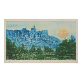 Provence, France Fine Art Aquatint Etching - “Legendary Provence" by Ronald Stephen Riddick For Sale