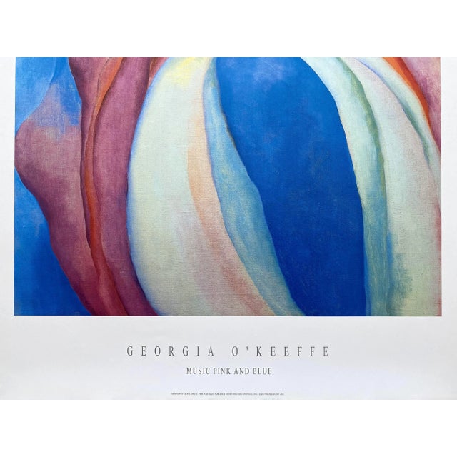 Royal Blue Georgia O'Keeffe Vintage 1980's Modernist Lithograph Print Poster " Music, Pink and Blue " 1918 For Sale - Image 8 of 12