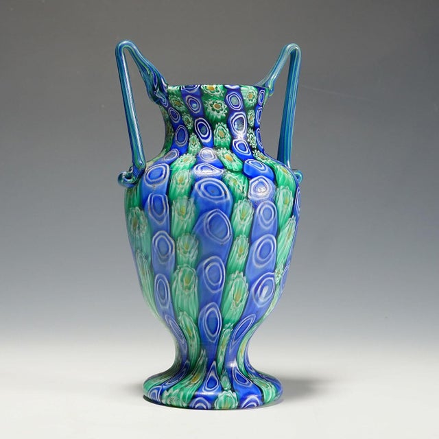 Mid-Century Modern Large Multicolored Millefiori Vase, Fratelli Toso Murano Ca. 1920s For Sale - Image 3 of 9