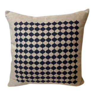 Trellis Pattern Mixed Natural Linen Pillow For Sale