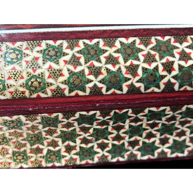VTG Persian Hand Made Inlaid Wooden Khatam Kari Jewelry Box For Sale - Image 9 of 11