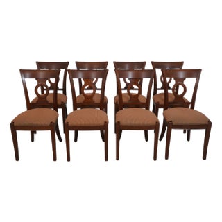 Set of 8 Grange French Country Cherry Dining Room Chairs For Sale