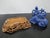 Blue Chinese Carved Lapis Lazuli 2 Figures & a Beast Figurine on Wood Stand For Sale - Image 8 of 10